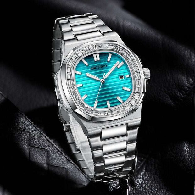 2024 Men's Fashion Diamond Luminous Quartz Watch Waterproof Steel Belt 2024 Men's Fashion Diamond Luminous Quar Luxury Fashion London