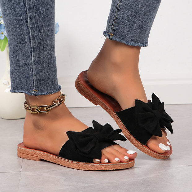 Women's Cute Platform Beach Bow Flat Slippers - Luxury Fashion London