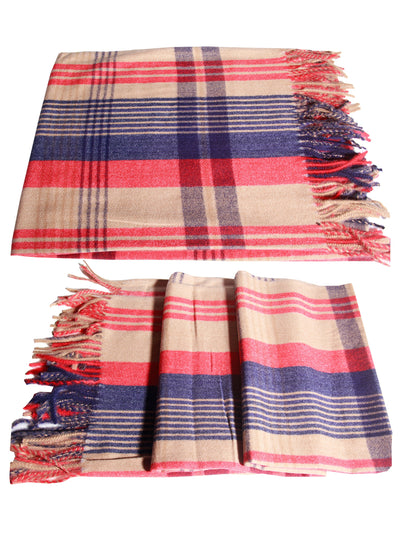 LUXURY Unisex cashmere RED BEIGE check soft pattern scarf stole shawl  pashmina soft light weight warm Winter fringe Scarf xmas gift  anyone - Luxury Fashion London