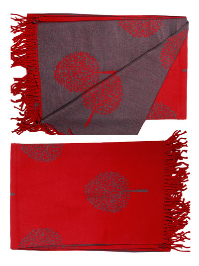 RED GREY colour LUXURY cashmere scarf mulbery tree print reversible super soft winter shawl unisex trending scarf Xmas gift for him and her - Luxury Fashion London