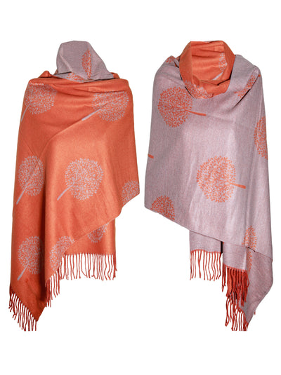 LUXURY ORANGE GREY  cashmere scarf mulbery tree print reversible super soft winter shawl unisex trending scarf Xmas gift for him and her - Luxury Fashion London