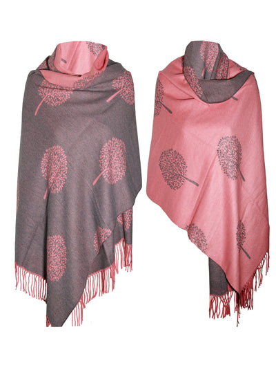 Mulberry tree print LUXURY hot pink cashmere scarf reversible super soft winter shawl unisex trending scarf Xmas gift for him and her - Luxury Fashion London