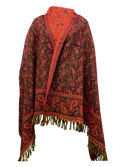 ORANGE BLACK SCARF shawl Handmade PureYak Wool  paisley scarf Shawl Blanket Throws Large Unisex Shawl Travel Wrap Meditation Christmas gift - Luxury Fashion London