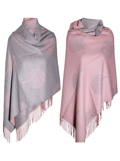 LIGHT PINK GREY Luxury cashmere scarf mulbery tree print reversible super soft winter shawl unisex trending scarf Xmas gift for him and her - Luxury Fashion London