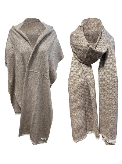 LUXURY HANDMADE CASHMERE scarf super soft light brown colour shawl unisex trending study blanket diamond print wrap high quality gift - Luxury Fashion London