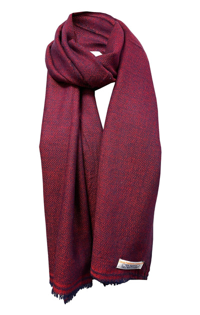 LUXURY HANDMADE CASHMERE Red Blue scarf natural super soft winter shawl unisex trending scarf Xmas gift for him and her Fathers days gift - Luxury Fashion London