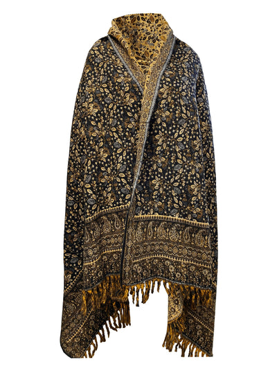 NEW LUXURY HANDMADE Black Beige colour Scarf Yak Wool comfortable scarf Blanket stole unisex Travel Wrap Meditation Soft Shawl special Gift - Luxury Fashion London